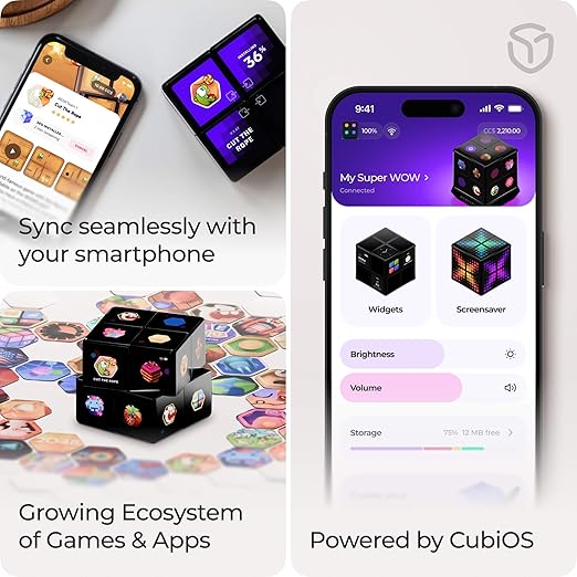 WOWCUBE Rubik's Edition - Handheld Game Console, 100+ Games and Apps for Teens and Adults (Ages 13+) - STEM Certified Mixed-Reality Entertainment System - 24 Screens Interactive Gaming Cube