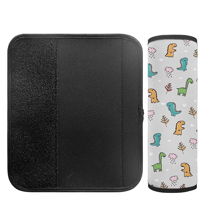 AFPANQZ Kids Cute Car Seat Belt Covers Set Cartoon Dinosuar Auto Seatbelt Soft Cushion Pad 2 Pieces Set Shoulder Protetion Car Seats Covers Interior Accessories Universal Fit