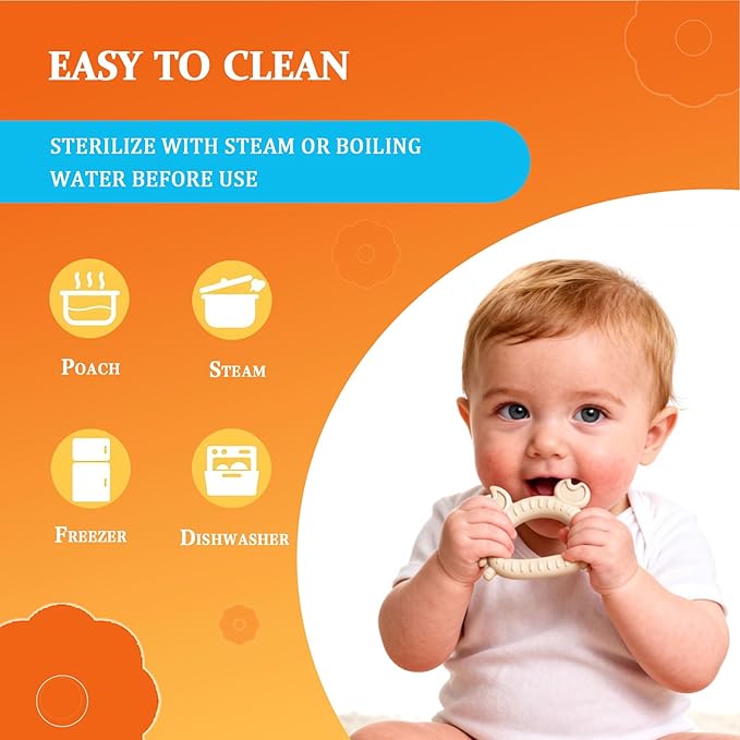 Easter Teething Toys for Newborns 0-3-6Months Food-Grade Silicone BPA-Free Anti-Choking One-Piece Design Soft & Non-Toxic First Teether for Tiny Hands Easy Grip, Gentle Gum Massage, Multi-Color 3-Pack