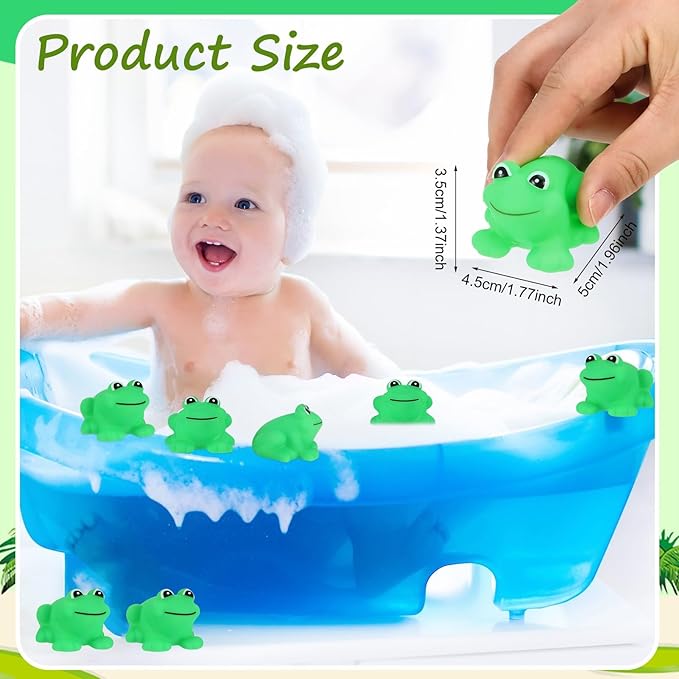 50 Pcs Rubber Frogs Squeak and Floating Green Frog Bath Toys Swimming Bathtub Shower Frog Toys Miniature Frogs for Boys and Girls Baby Shower Birthday Gifts
