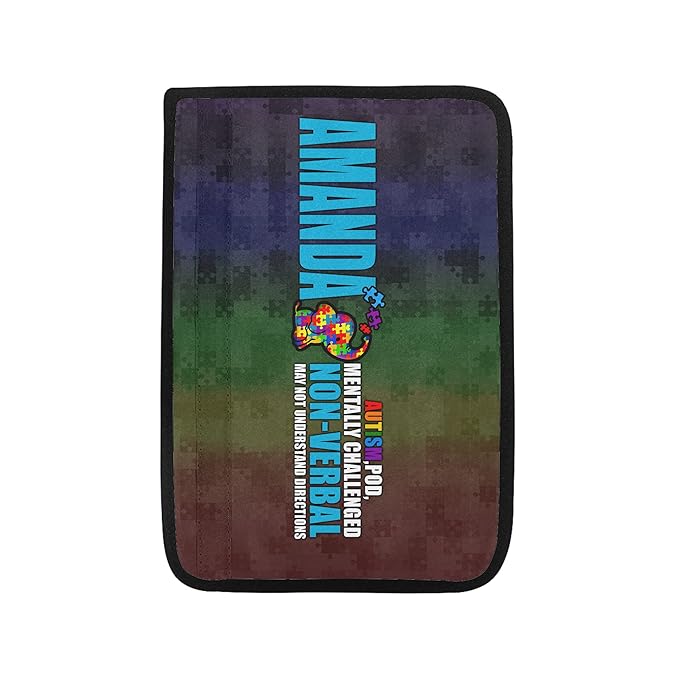 Autism POD Non Verbal Colorful Personalized Name Elephant Autism Awareness Seat Belt Cover for Kid Family Special Need Autistic Medical Alert Car Cushion Cover Support Autism Gift 41