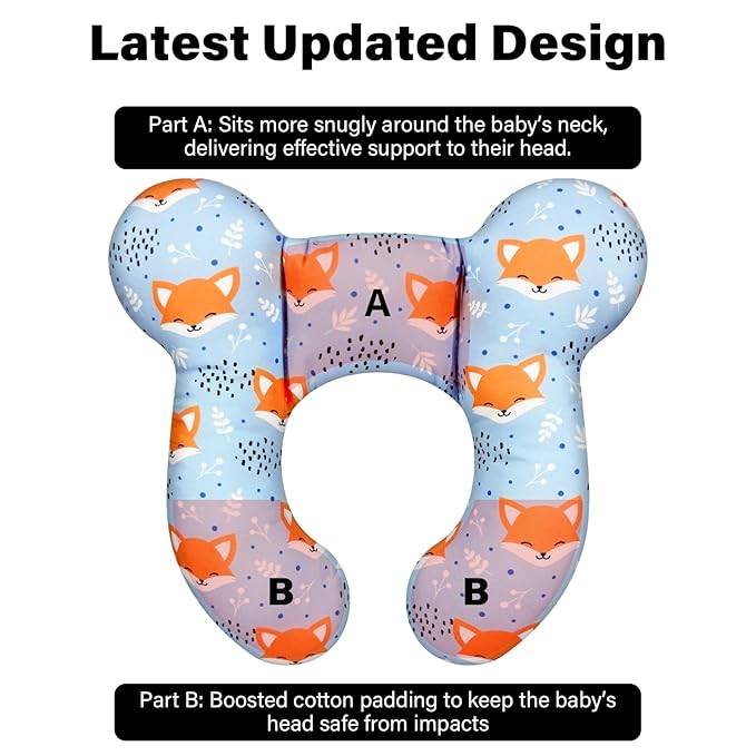 Baby Neck Pillow - Upgraded Baby Support Travel Head Pillow, Portable Headrest for Toddlers & Children for Car Rides, Planes, Road Trips (A2)