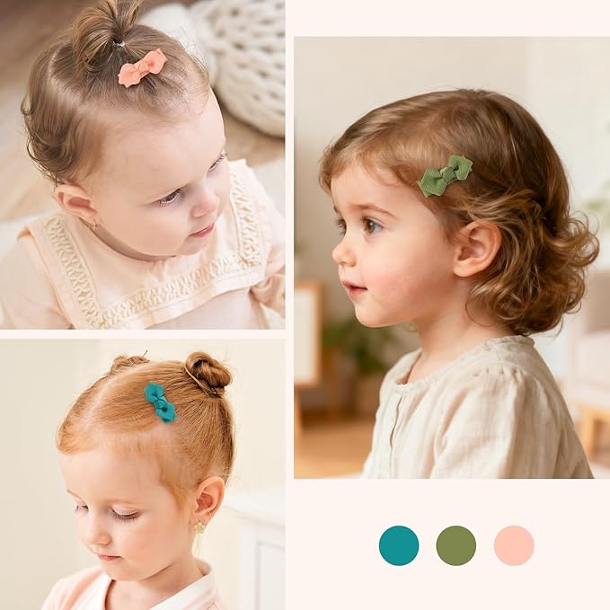 choicbaby 50pcs Baby Hair Bow Clips 1.4" Tiny Grosgrain Ribbon with Fully Lined Alligator Clips Small Toddler Bow Hair Accessories for Baby Girls Infant Toddler Kids