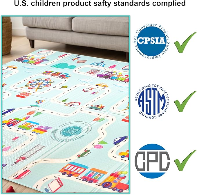 Extra Large 2 Graphics in 1 Foldable Baby Play Mat/Tummy Time Mat | 71”x59” Play Mat for Babies 0-6 months, 6-12 months, Kids and Toddlers | Ideal Baby Play Mats for Floor and Baby Play Gym