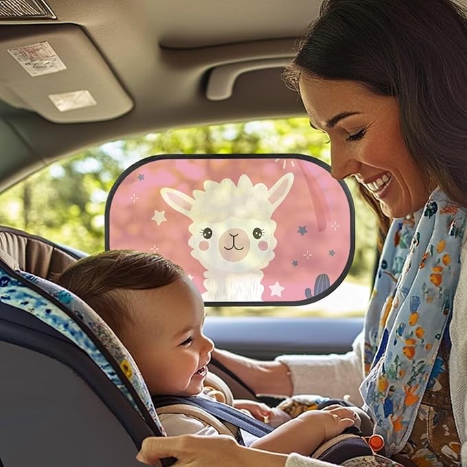 Bulopur Cute Sheep Window Shades for Car Car Sun Shade Side Window 2 Pack Easy to Install Window Shade Baby in Car Glare Shield Protection for Most Vehicle, SUV, Truck, Car