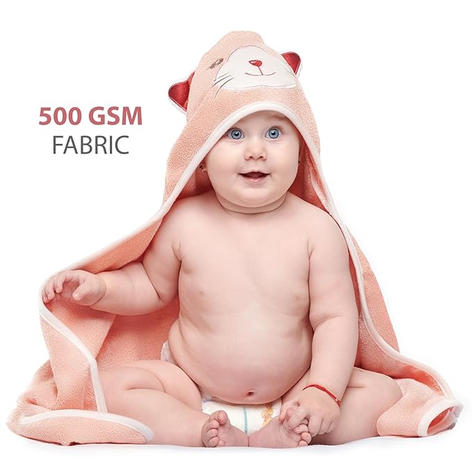 MINIBOO Hooded Baby Towels for Newborn & Toddler - Super Soft Baby Bath Towels with Hood, Highly Absorbent Viscose Made from Bamboo Hooded Towel for Girls, Newborn Essentials