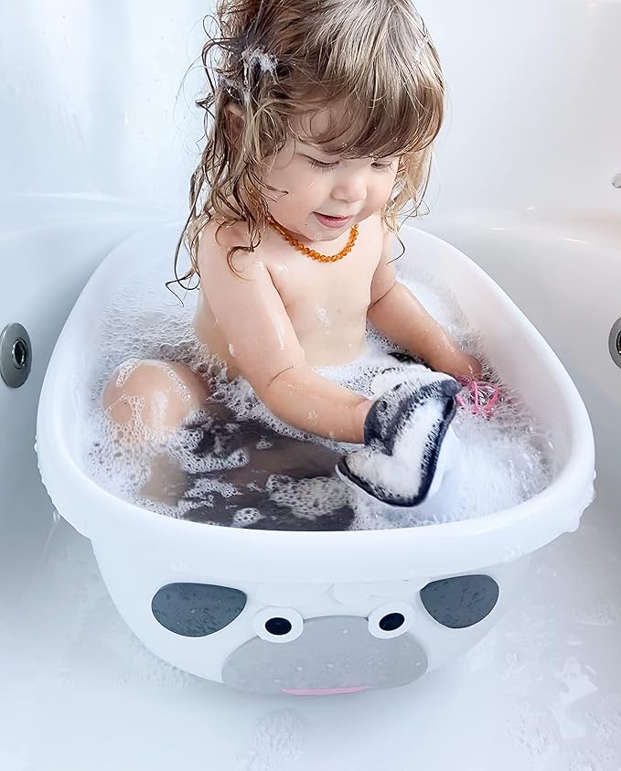 Prince Lionheart TUBIMAL Infant and Toddler Bath Tub - SHEEP | Tub Becomes a Storage Bin | Include a Stackable Lid and Infant Mesh Hammock | Innovative Outside Drain Plug | Perfect Bin for Toy Storage