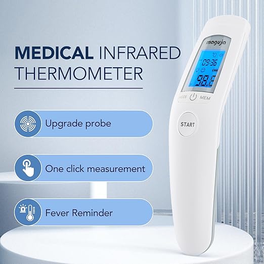 Infrared Forehead Thermometer, maguja Touchless Digital Infrared Thermometer for Adults, Kids, Baby with 3 in 1 Digital LCD Display for Forehead, Body with Fever Alarm and Memory Function