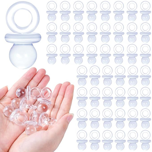 48 Pcs Acrylic Pacifiers for Baby Shower Game Boy Girl, 1.75’’ Baby Shower Pacifiers, Bulk Pacifier for Hunt Games, Decoration DIY, Gender Reveal Table Scatter, Party Favors(Clear)