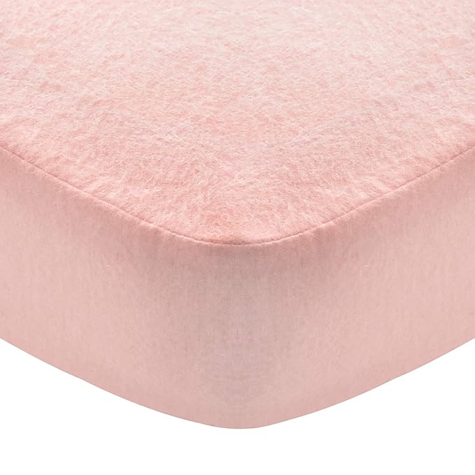 Flannel Crib Sheet for Girl, 100% Cotton Flannel, Heavenly Soft Fitted Crib Sheet for Standard Crib (28" X 52") and Toddler Mattresses Warm, Pink