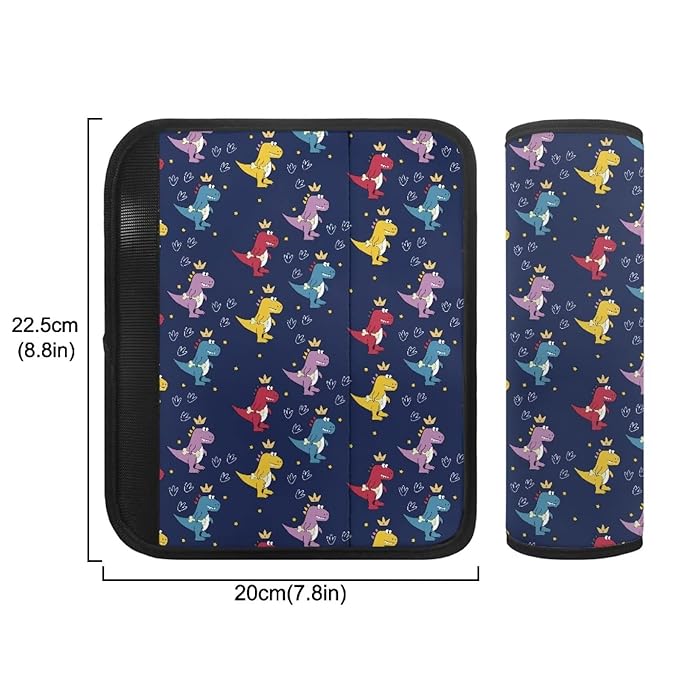 AFPANQZ Funny Cartoon Dinosaur Car Seat Belt Covers Pads for Kids Soft Seatbelt Shoulder Protectors Cushion Pad Comfy Safety Seatbelt Pads 2 Pcs Car Accessories Backpack Shoulder Cushion