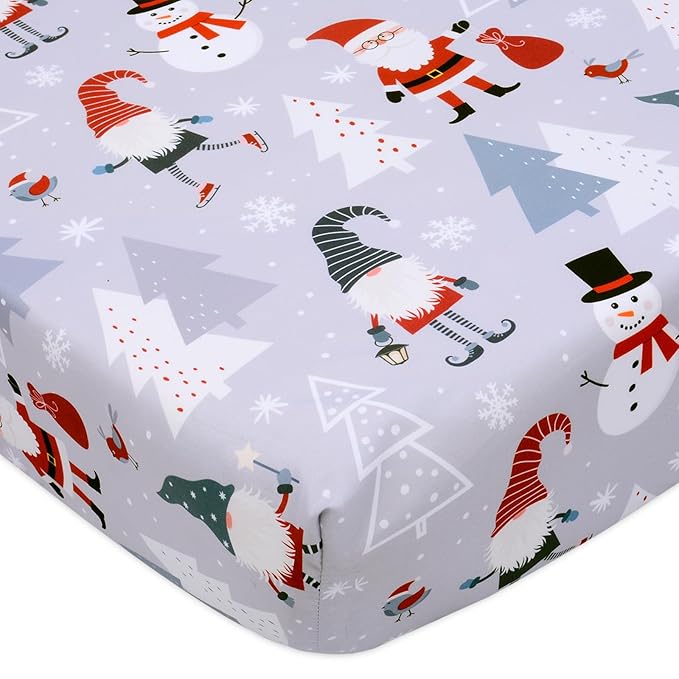 Cloele Christmas Square Playard/Playpen Fitted Sheets Perfect for 36 X 36 Portable Playard Mattresses - Square Pack and Play Crib Sheets - Ultra Soft Polyester Snowman Fitted Playpen Sheet for Baby
