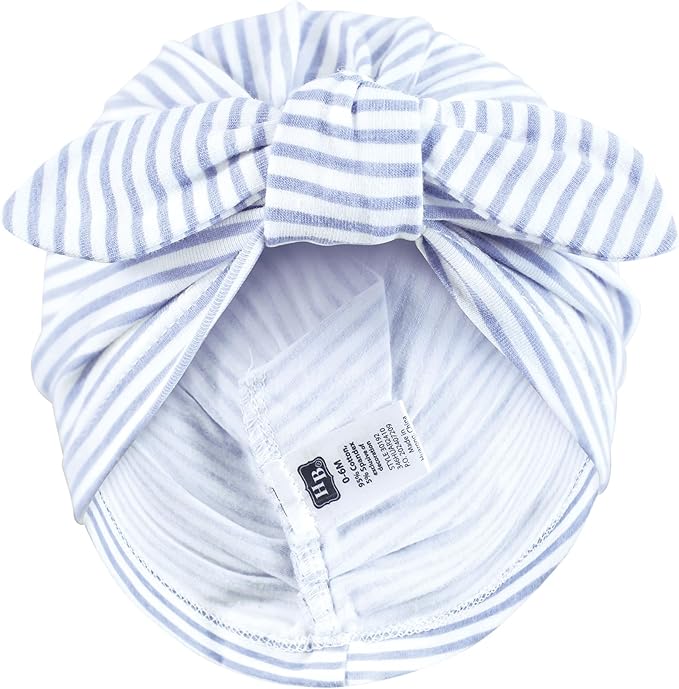 Hudson Baby Infant Girls Turban Cotton Headwraps, 0-24 Months