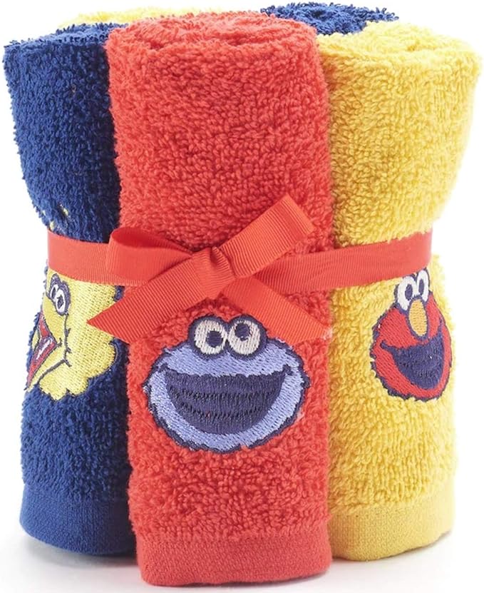 Sesame Street 6-Pack Washcloth Set Elmo, Big Bird and Cookie Monster