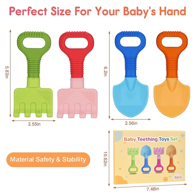 Silicone Baby Teether Toys for Baby Girls & Boys, Teething Relief Chew Toys for Infants, Toddlers, 3+ Months