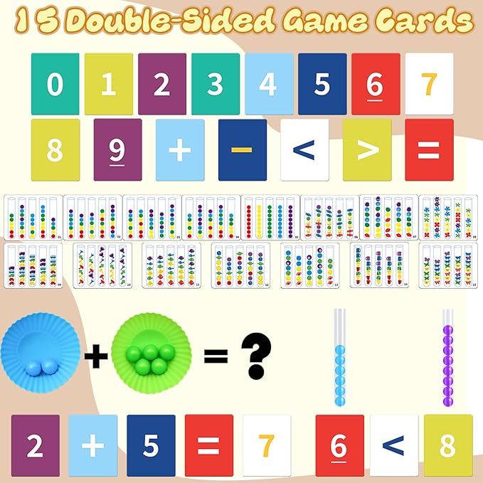 Counting and Color Sorting Toys for Toddlers, Number Crunching Clip Bead Matching, Educational Montessori Toys for Kids 3 4 5 6 7 Year Old, Preschool Learning Toys, Fine Motor Skills