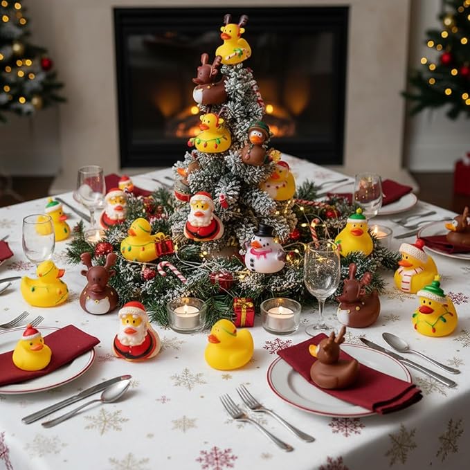 Sratte 36 Christmas Rubber Duck Bulk, Mini Santa Rubber Duck Bath Toys Assorted Xmas Party Decorations for Christmas Party Favors Stocking Stuffers Gifts for Coworkers Class (Santa Style)