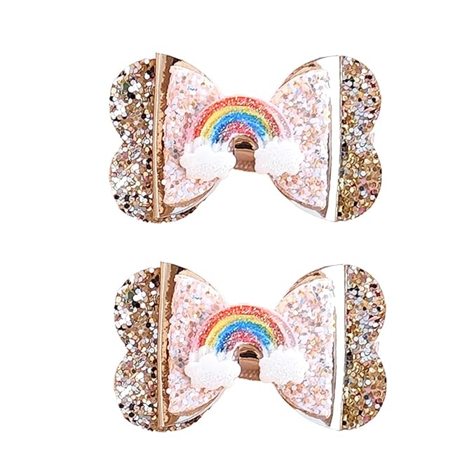 New Glitter Gold Bows Hair Clip For Girls, Baby Girl Toddler Clips, Hair Accessories.(FJ98) (4 Pcs Gold)