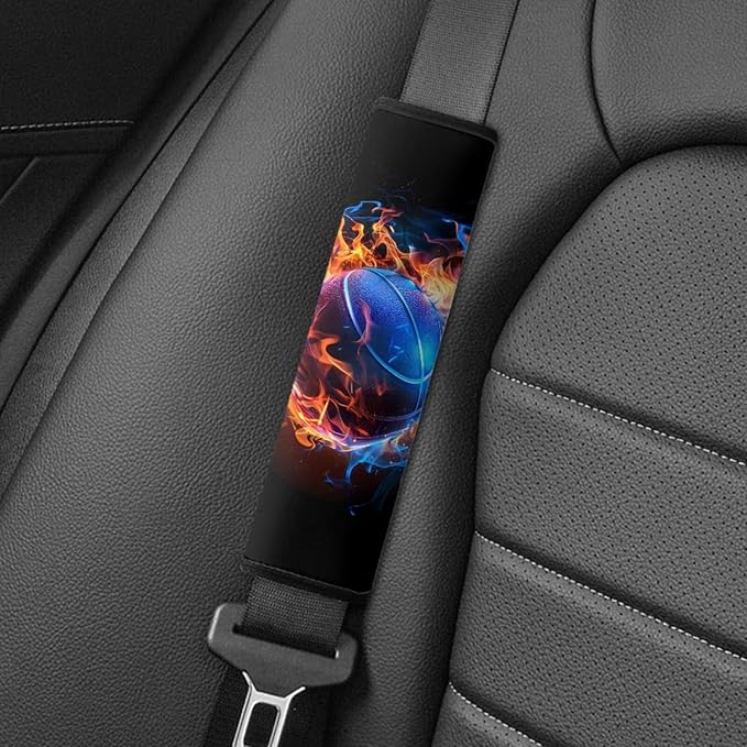Biyejit Fire Basketball Baby Car Seat Strap Covers Shoulder Pads for Boys Kid, Super Soft Infant Carseat Belt Covers for All Car Seat Stroller