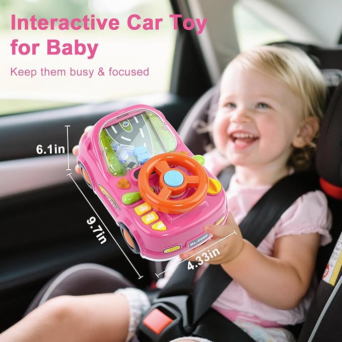 Girl Toy for 1 Year Old,Toddler Car Steering Wheel Toy with Sound & Light,Car Toys for Toddlers 1-3,Gift for 1 2 3 Years Old Boys Girls ﻿