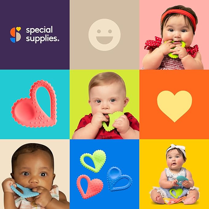 Special Supplies Teether Heart Spoon Oral Motor Therapy Tools, Textured Stimulation and Sensory Input Treatment for Babies and Toddlers, BPA Free Silicone, Dual Use Spoon Plus Teether