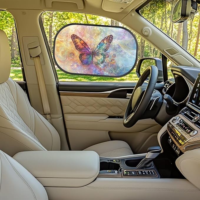 Bulopur Butterfly Window Shades 2 Pack Car Window Shades Mesh Car Window Covers Sun Protection and Sun Shade Blocker for Most Vehicle, SUV, Truck, Car