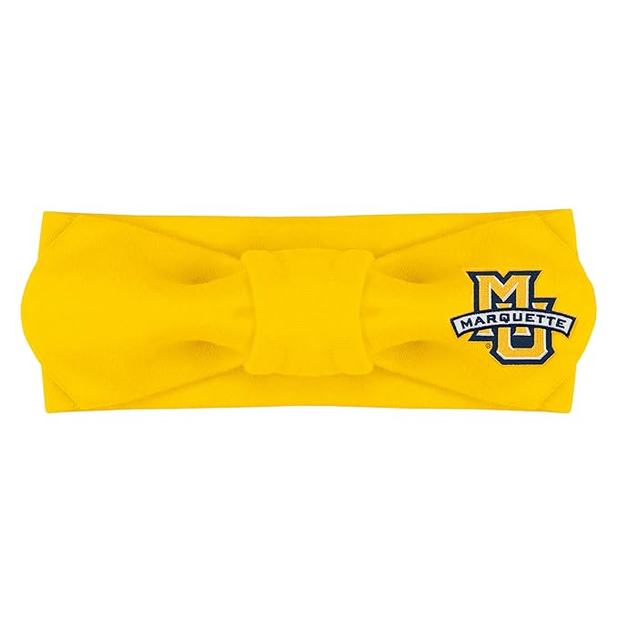 Creative Knitwear Marquette Golden Eagles Infant Girls Gold Solid Hair Knot Headband Embroidered Logo - Size Newborn - 4T