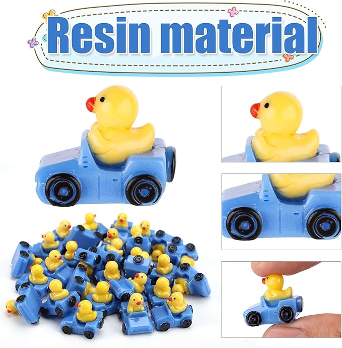Tinoaly 30pcs Miniature Duck Figures, Whimsical Resin Mini Ducks in a Car, Dark Blue, 1:12 Scale, Adult, Unisex, Ornament