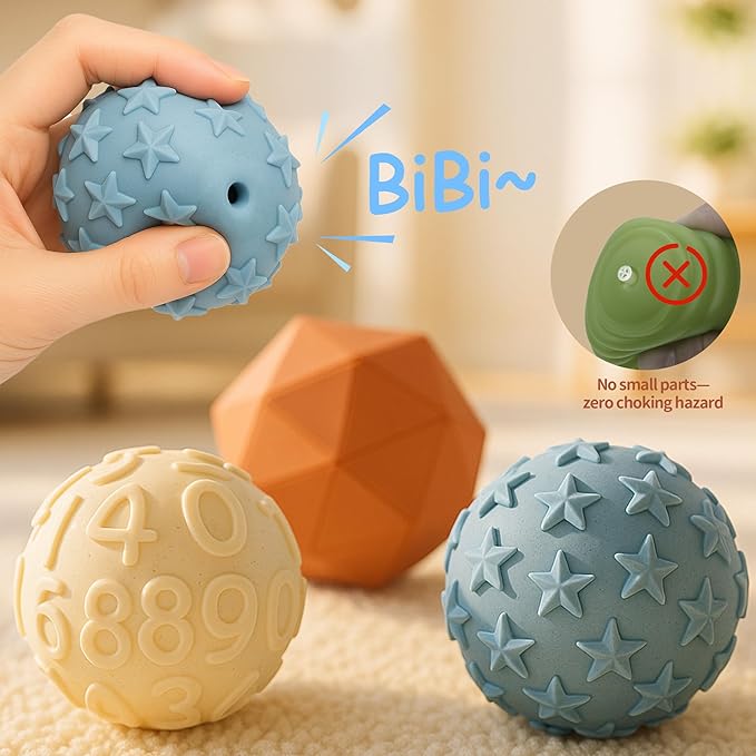 Baby Stacking Cups & Sensory Ball Set, Textured Sensory Toys for Babies, Soft Castle Nesting Blocks, Newborn Teether & Bath Toys 6-12 Months, 8 PCS Montessori Learning Gifts for Toddlers 1-3