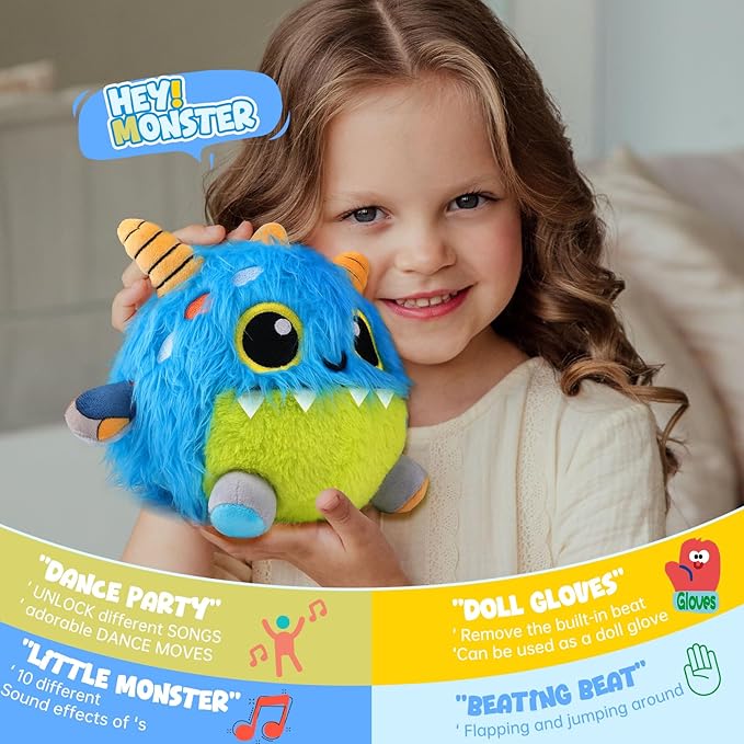 nicknack Toys for 1 2 3 Year Old Girls Boys Gifts, Crawling Monsters Baby Toys with Musical Sound, Toddler Interactive Sensory Plush Toys, Birthday Present Gifts for Kids 1 2 3 Years Old Boys Girls