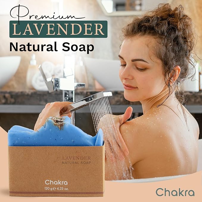 Chakra Lavender Bar Soap - Paraben & Additive Free Handmade Soap Bar for Face, Body and Hands, Gentle Cleansing for Daily Skin Care, 4.23 oz