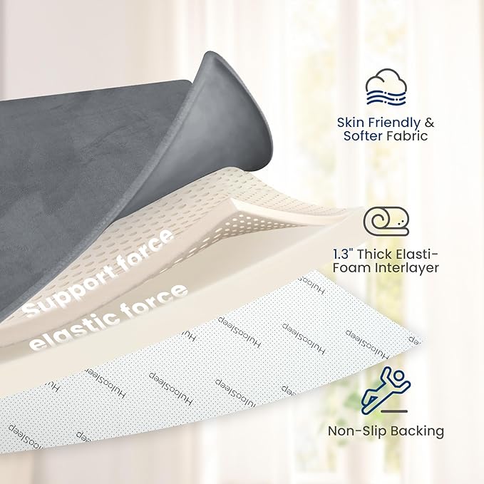 Baby Play Mat for Floor,Extra Large 59"×71" Playpen Mat for Tummy Time,Thicker Padded Elasti Foam Activity Mats,Water Repellent Ultra Soft Velvet,Non-Slip Backing Safe for Crawling(Dark Grey)