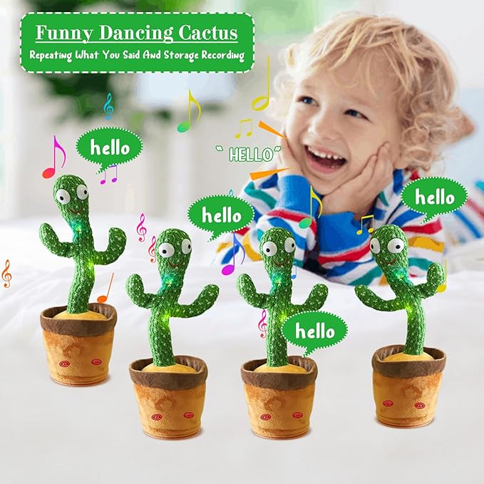 Dancing Talking Cactus Toy, Repeats What You Say Mimicking Recording Cactus Toy, Singing 120 Songs Toddler Toys Gifts Birthday Toys for Kids