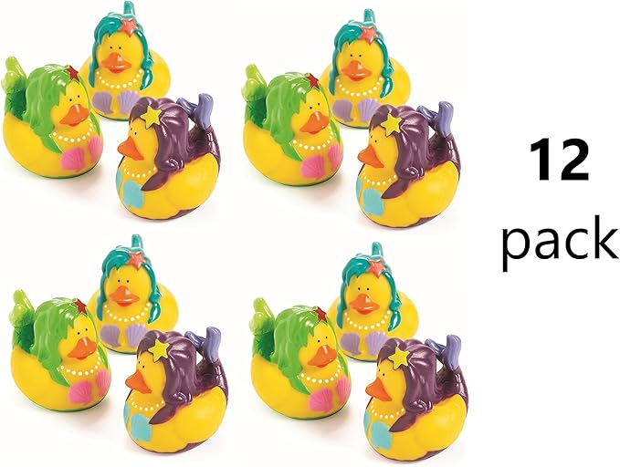 Fun Express Mermaid Ducks - Toys - Character Toys - Rubber Duckies - 12 Pieces - Multi Color