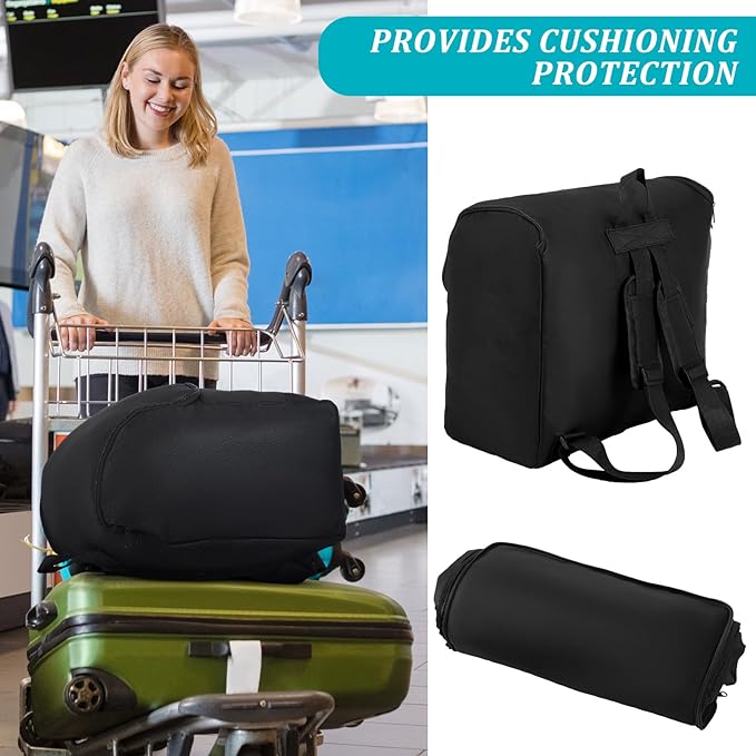 Dansydaisy Padded Backless Booster Car Seat Travel Bag for Airplane Durable Car Seat Bag Cover for Waterproof Foldable Stroller Carrier Backpack with Padded Shoulder Straps