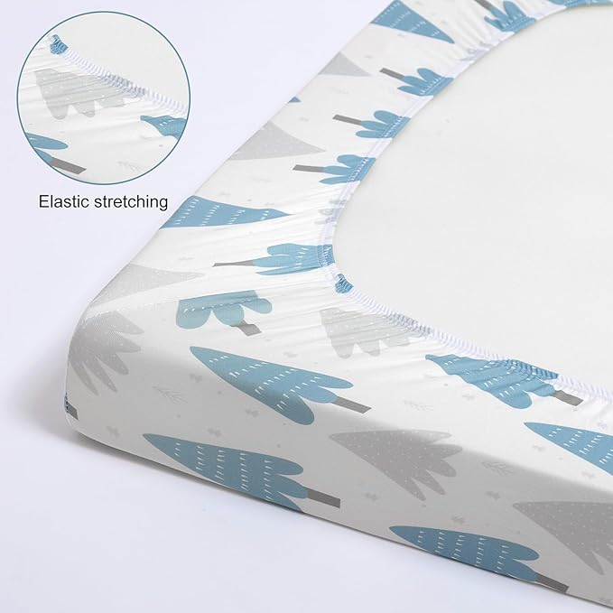Pack n Play Fitted Sheet. 2 Piece Mini Crib Sheet. Elastic Playard Sheet. Portable Sheet Set. Elastic Convertible Playard Set. Compatible with Graco Pack n Play. (Bubble Whale and Forest)