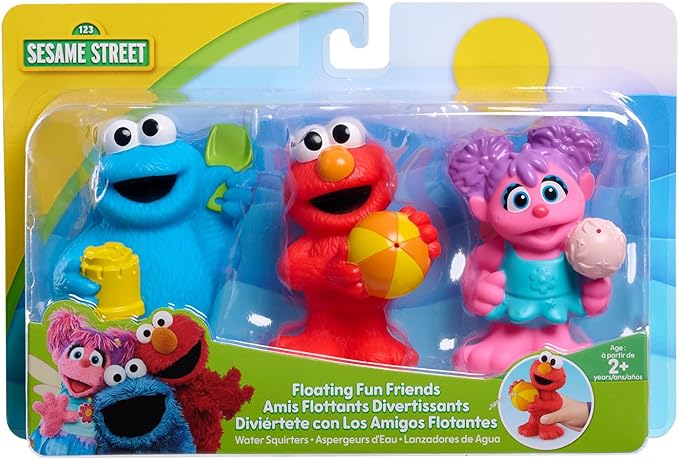 Sesame Street Floating Fun Friends 3-piece Set Water Squirters Bath and Pool Toys, Kids Toys for Ages 2 Up by Just Play