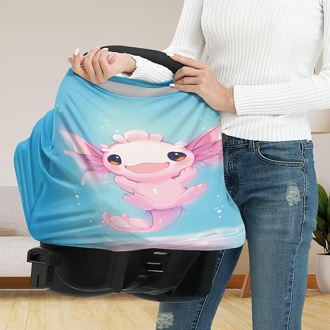 Youngerbaby Cute Axolotl Nursing Cover Breastfeeding Super Soft Multi Use for Baby Car Seat Covers Canopy Shopping Cart Cover Scarf Light Blanket Stroller Cover Baby Girl Necessities
