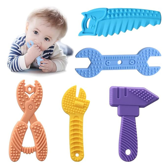 5PCS Baby Teething Toys, Silicone Sensory Chew Teether for Newborn Infant 0-6 9 12 18 Month ，Kids Travel Toys, BPA Free