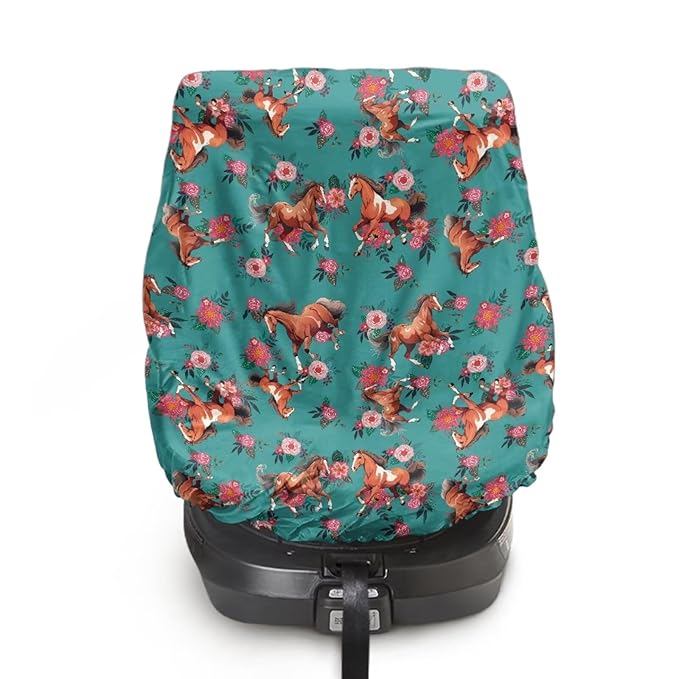 Car Seat Sun Shade Cover Retro Horse Carseat Protector Car Seat Cover Keeps Your Toddler Baby Seat at a Cool Temperature, Easy to Install