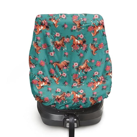 Car Seat Sun Shade Cover Retro Horse Carseat Protector Car Seat Cover Keeps Your Toddler Baby Seat at a Cool Temperature, Easy to Install