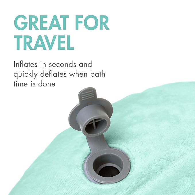 Boon Puff Inflatable Baby Bather - Infant Bathtub Includes Microfleece Cover and Contoured Sides – Inflatable Baby Bathtub for Newborns and Infants