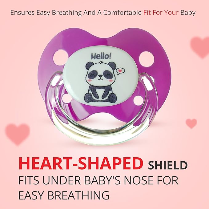 Playtex Baby Binky Orthodontic Pacifier with Air Comfort Shield, Medical Grade Silicone, Pink & Purple, 2 Count