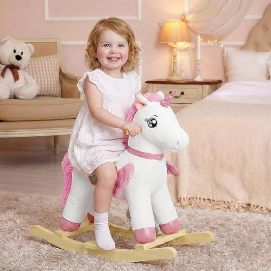 FUNLIO Unicorn Baby Rocking Horse for Toddlers 1-3 Years, Rainbow Fairy Unicorn Rocking Horse, Stuffed Ride-on Animal Rocker, Easy to Assemble, CPC & CE Certified-Small