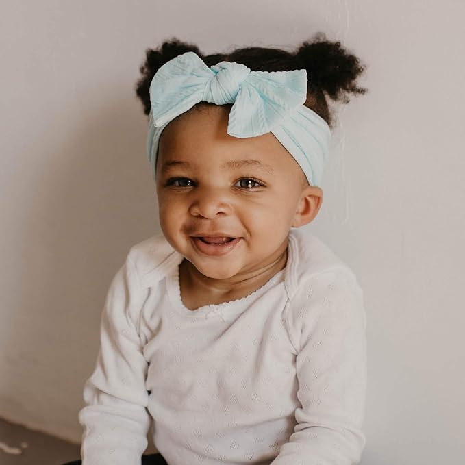 Parker Baby Cable Knit Nylon Headbands 5 Pack | Soft, Stretchy & Comfortable Bows for Girls | Adjustable, Soft to Touch & Knotted Headbands for Baby Girls | Baby Headwraps for Girls | Multiple Colors