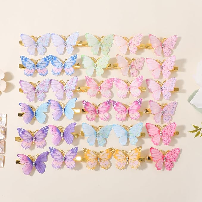 yoyokid 30PCS Butterfly Hair Clip for Girls, Colorful Gradient Metal Alligator Barrettes, Cute Butterfly Hair Accessories for Kids Toddlers Women, Party Daily Wear