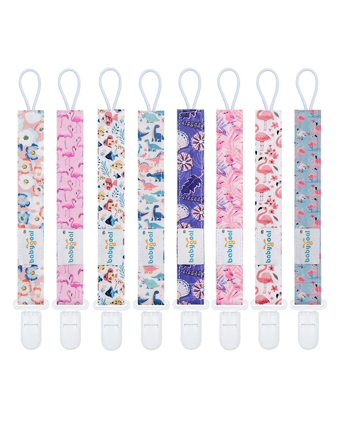 babygoal Animal Pacifier Clips, 8 Pack Binky Paci Holder Clips Fits for Most Baby Pacifiers and Binkies