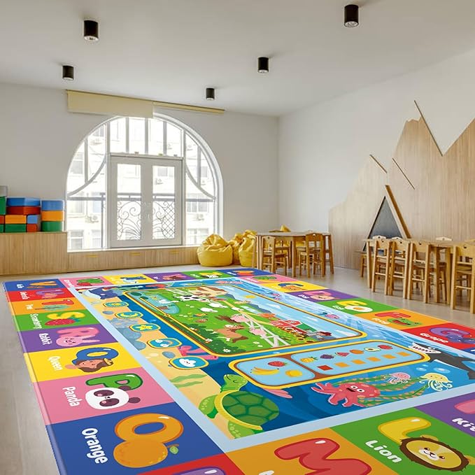 Baby Play Mat for Floor, Kids Rug Playmat Baby Crawling Mats Educational Tummy Time Mat Soft ABC Play Mats for Toddlers Infants Kids Rug for Playroom Classroom(110.2X78.7 INCH, Style1)
