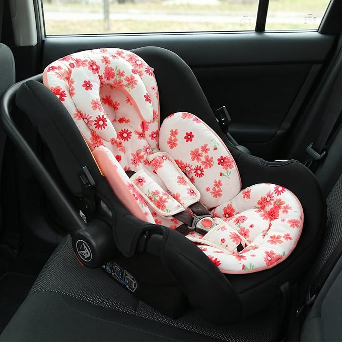 Infant Car Seat Insert, Body Support for Baby Newborn Infant Toddler with Extra Headrest, Shoulder Pads Set, Soft, Plush Fabric, Reversible Design Fits for Stroller, Baby Swing, Bouncer