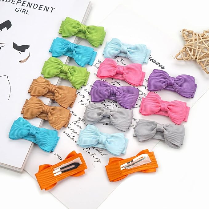 Baby Girls Snap Hair Clips Tiny Bow Non-Slip Hair Clips Mini Bow for Toddlers Newborn Toddler Infants (20PCS)